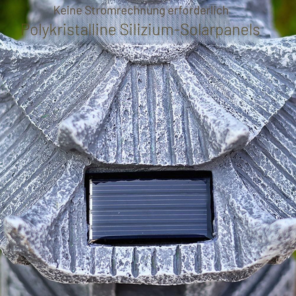 Oniissy Solarbetriebene Pagoden-Gartenleuchte für den Außenbereich, dekorativ, Zen-Steinlaterne, Statue, wasserdicht, IP44, Kunstharz, orientalische Landschaftslampe für Terrasse, Hof