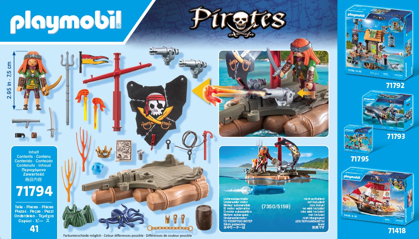 PLAYMOBIL | Pirati | Zattera dei pirati | Giocattolo Pirata | Personaggio Pirata | Giocattoli per bambini dai 4 anni in su | 71794