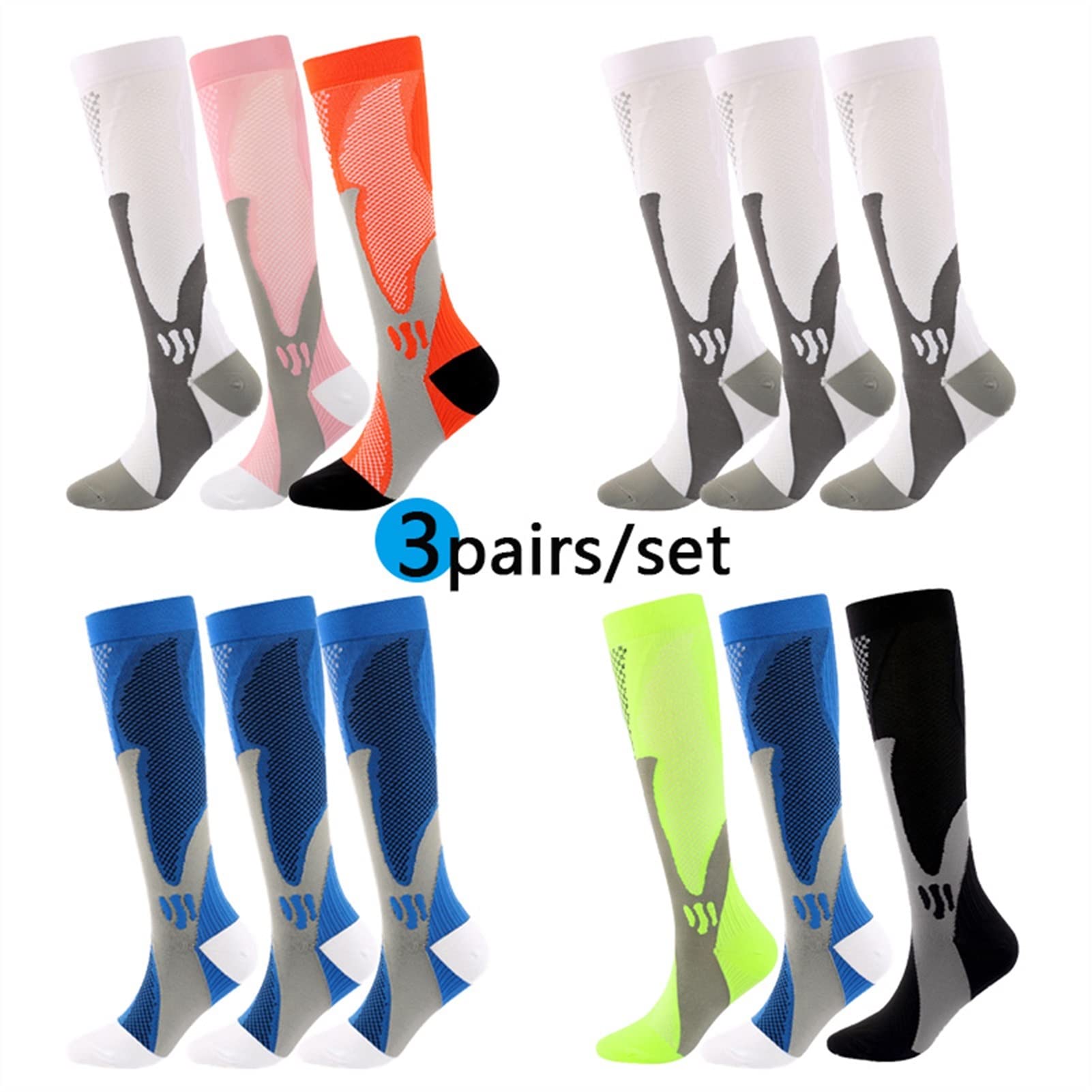 3 Pares/Conjunto de Calcetines de Ciclismo de compresión almacenaje Deportes al Aire Libre Corriendo Calcetines de Senderismo