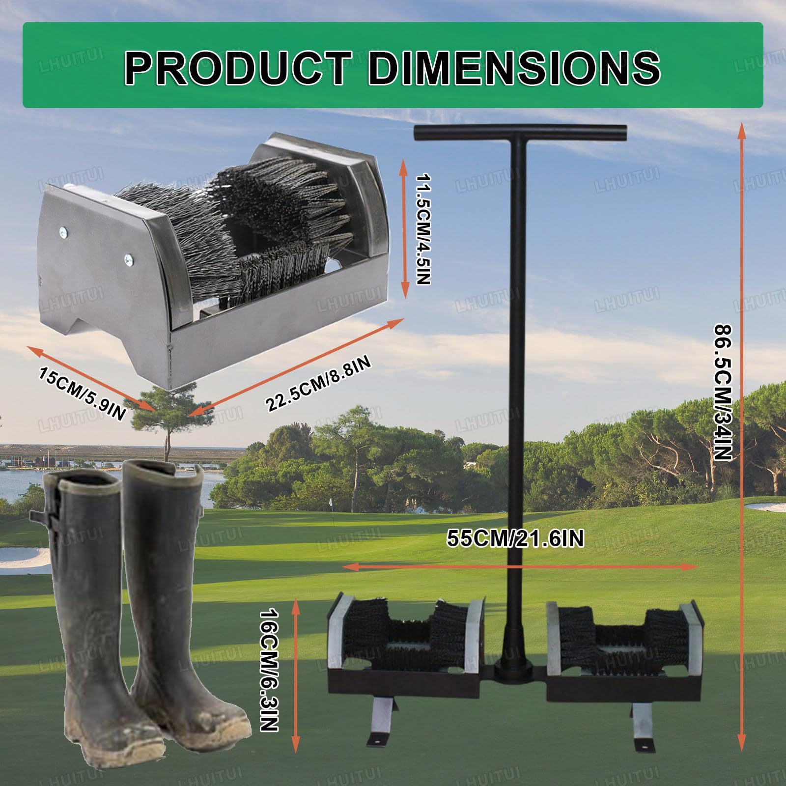 Limpiador Botas Alta Resistencia, Cepillo Botas/Cepillo Calzado, Cepillo Botas Y Calzado Eliminar El Barro, Cepillo con Cerdas Nylon Doble Cara, para Campos Golf, Campings, Sitios Construcción