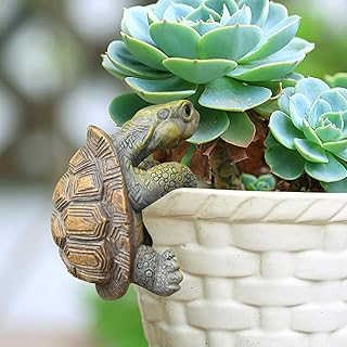 Climbing Turtle Figurine, Mini Tortoise Statue for Terrarium Decor, Reptile Habitat Ornament, Aquarium & Fairy Garden Decorations
