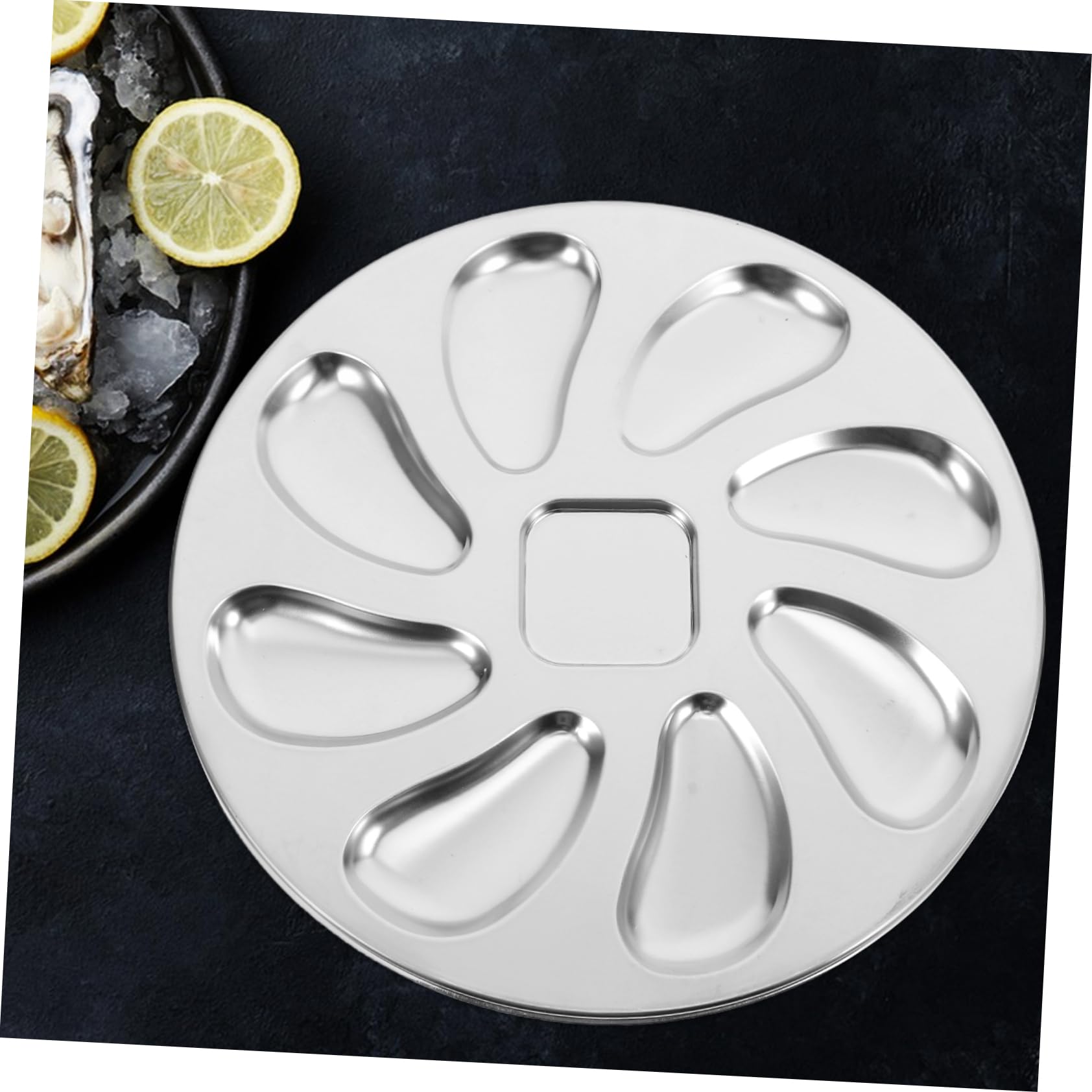 10 Pièces Doutils INOX pour Huîtres avec Fourchettes Pince à et Plateau de Service Kit Pratique pour Préparation de Fruits de Mer à et Restauration