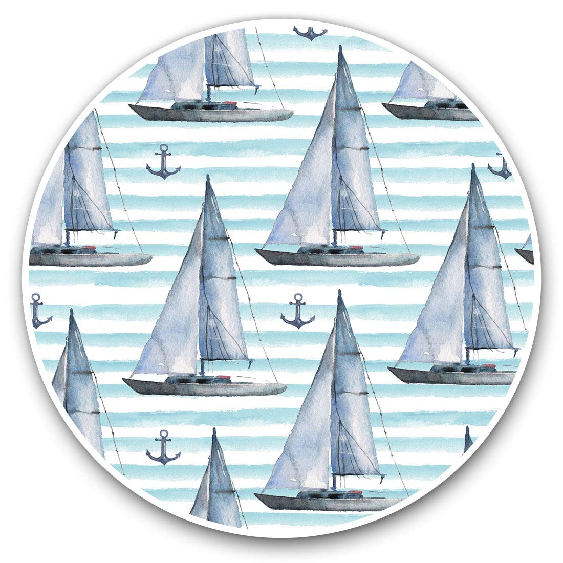 Destination Vinyl Ltd Sailing Boat Pattern Ship Nautical 12441 Awesome Vinyl Stickers (Set Of 2) 15Cm - Sailing Boat Pattern Ship Nautical Fun Decals For Laptops,Tablets,Luggage,Scrap Booking,Fridges #12441