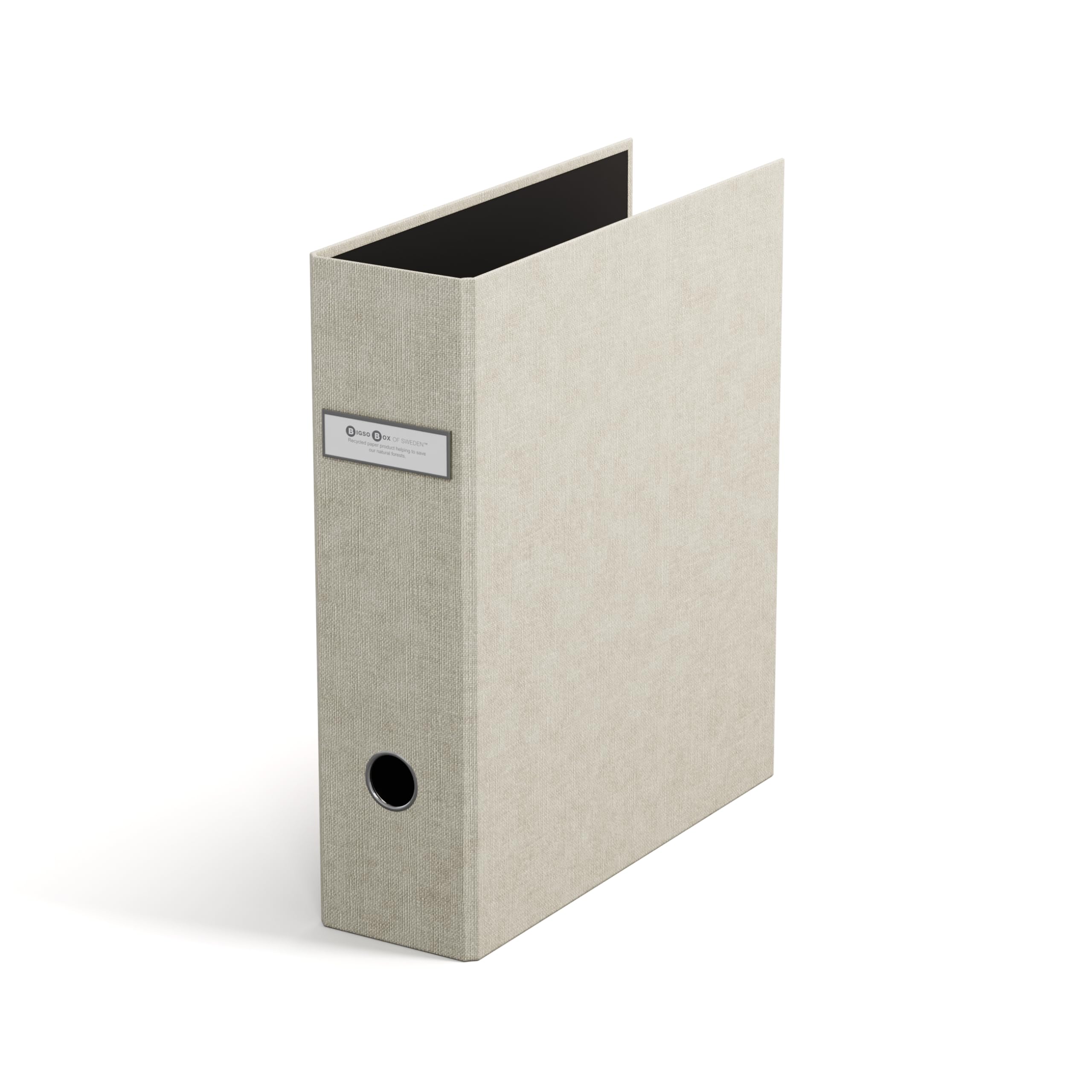 Bigso Box of Sweden Archie Folder with 2 Rings and Lever Mechanism - Ring Binder Made of Fibreboard and Paper with Linen Look - A4 Ring Binder for Filing Loose Paper - Beige