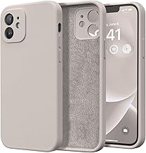 LOXXO® Square Candy Liquid Silicone iPhone Case Cover Compatible for iPhone 12, All Cube Series with Microfiber Lining Compatible iPhone 12 (6.1 inch) - Stone