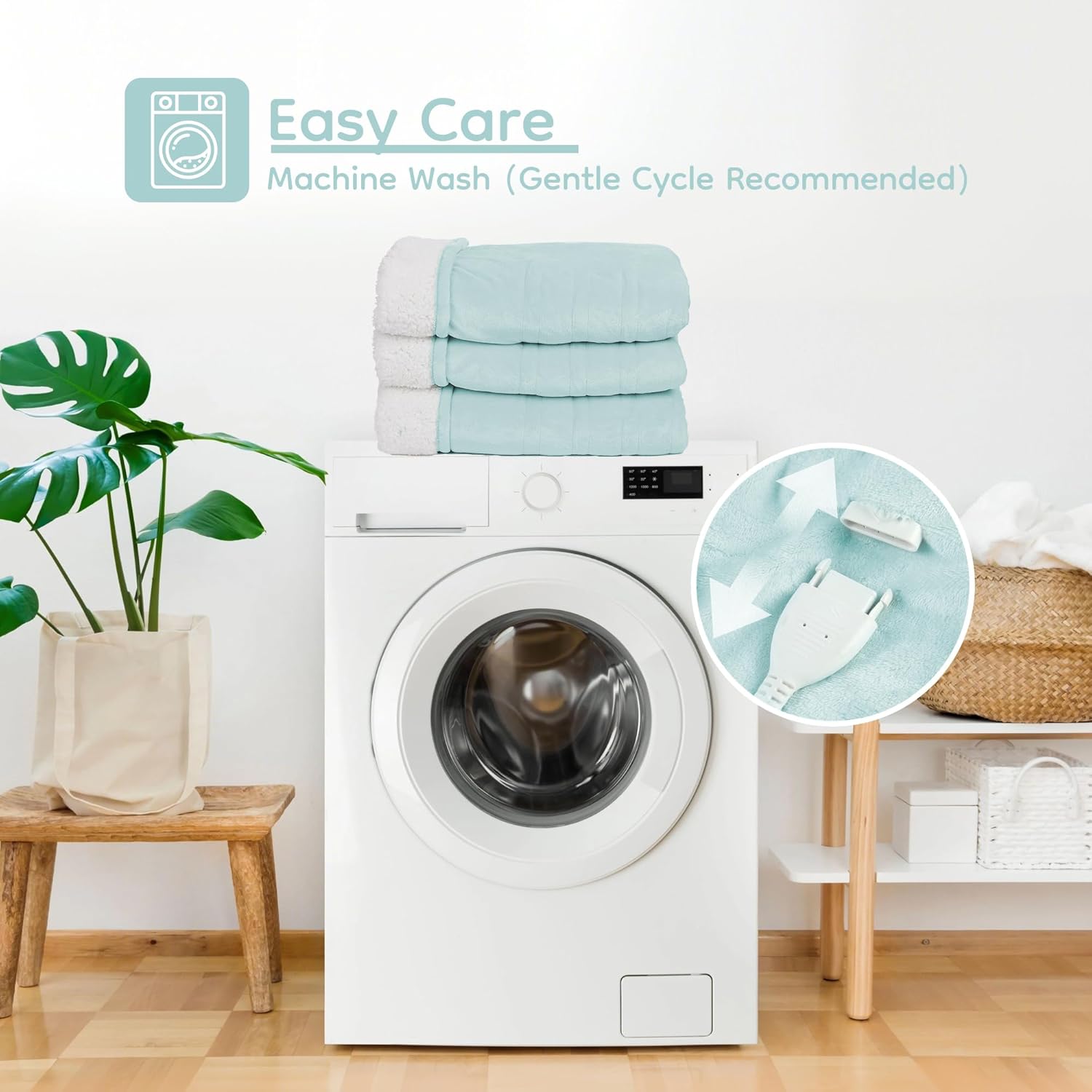 Electric Heated Blanket Queen Size - 84"x90", Soft Flannel Heating Blanket, 10 Heating Levels, 1-12 H Auto Shut Off, Dual Controllers, Breathable Warm and Washable for Bed, Mint Green - Image 5