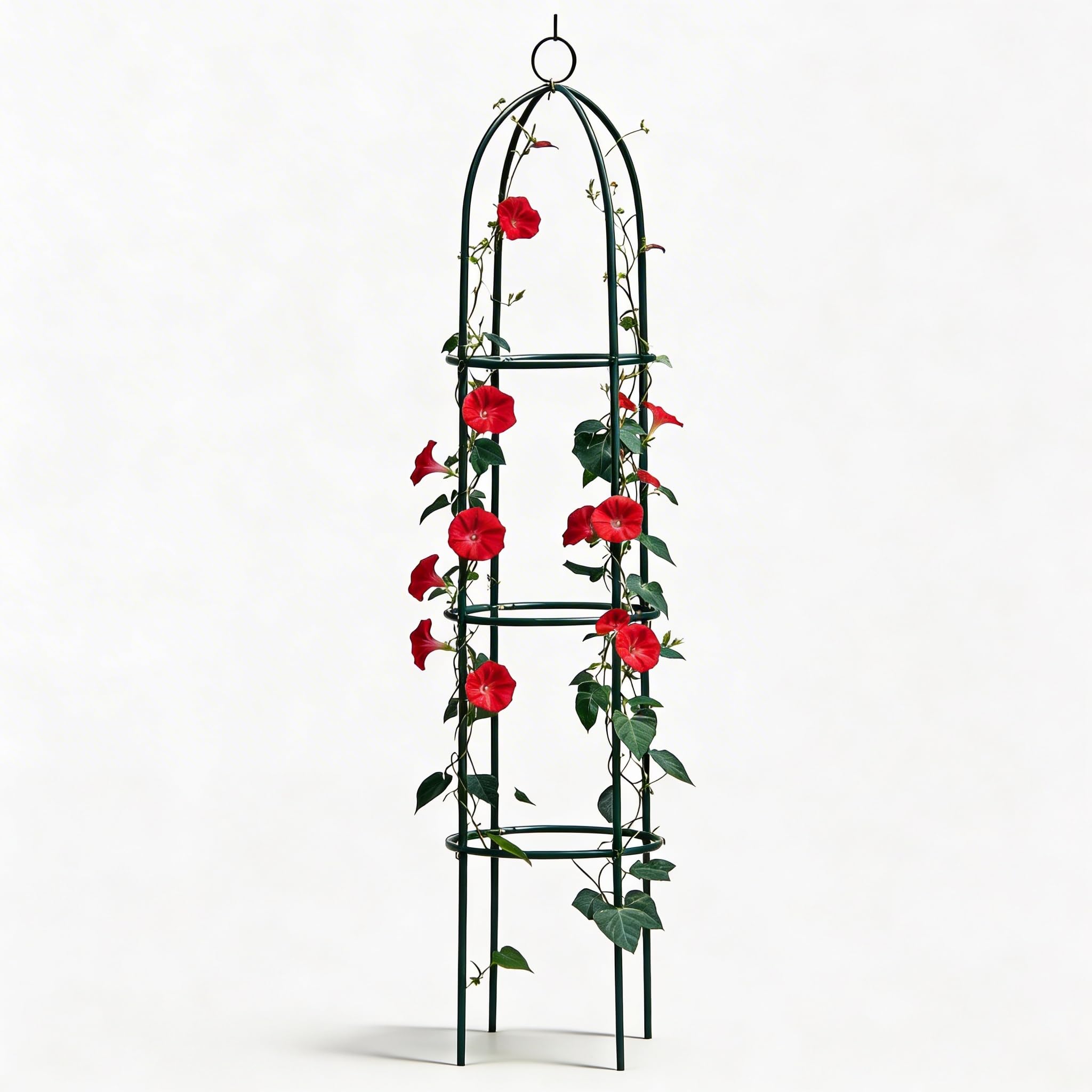 Crystals Garden Obelisk – 1.9M Heavy Duty Steel Frame Trellis for Climbing Plants, Metal Obelisk Vegetables & Flowers, Weatherproof Design for Yard & Patio_Green (1 X Garden Obelisk)