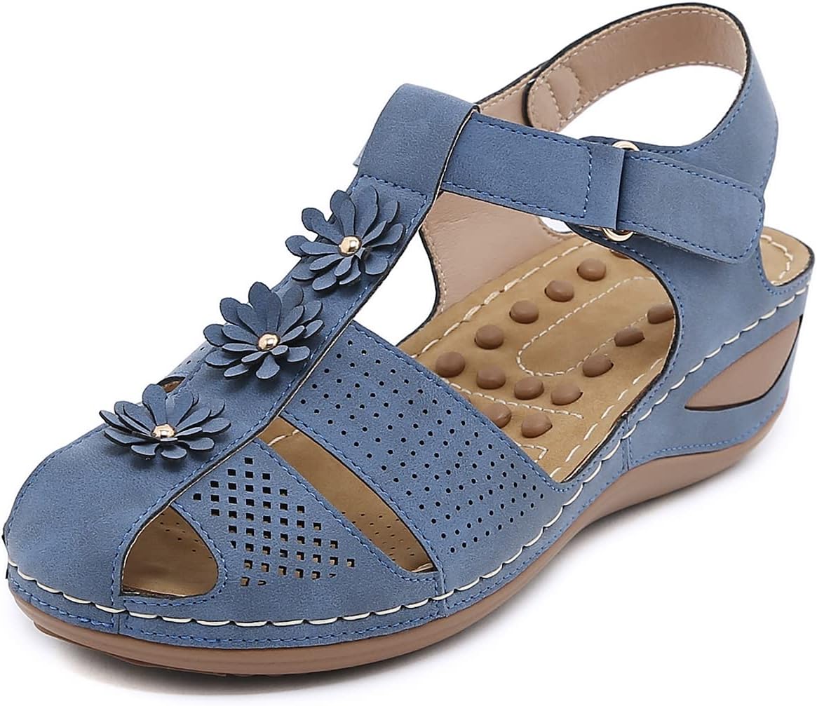 Wedge Sandals for Women Closed Toe Comfortable with Massage Function Outdoor Platform Sandals