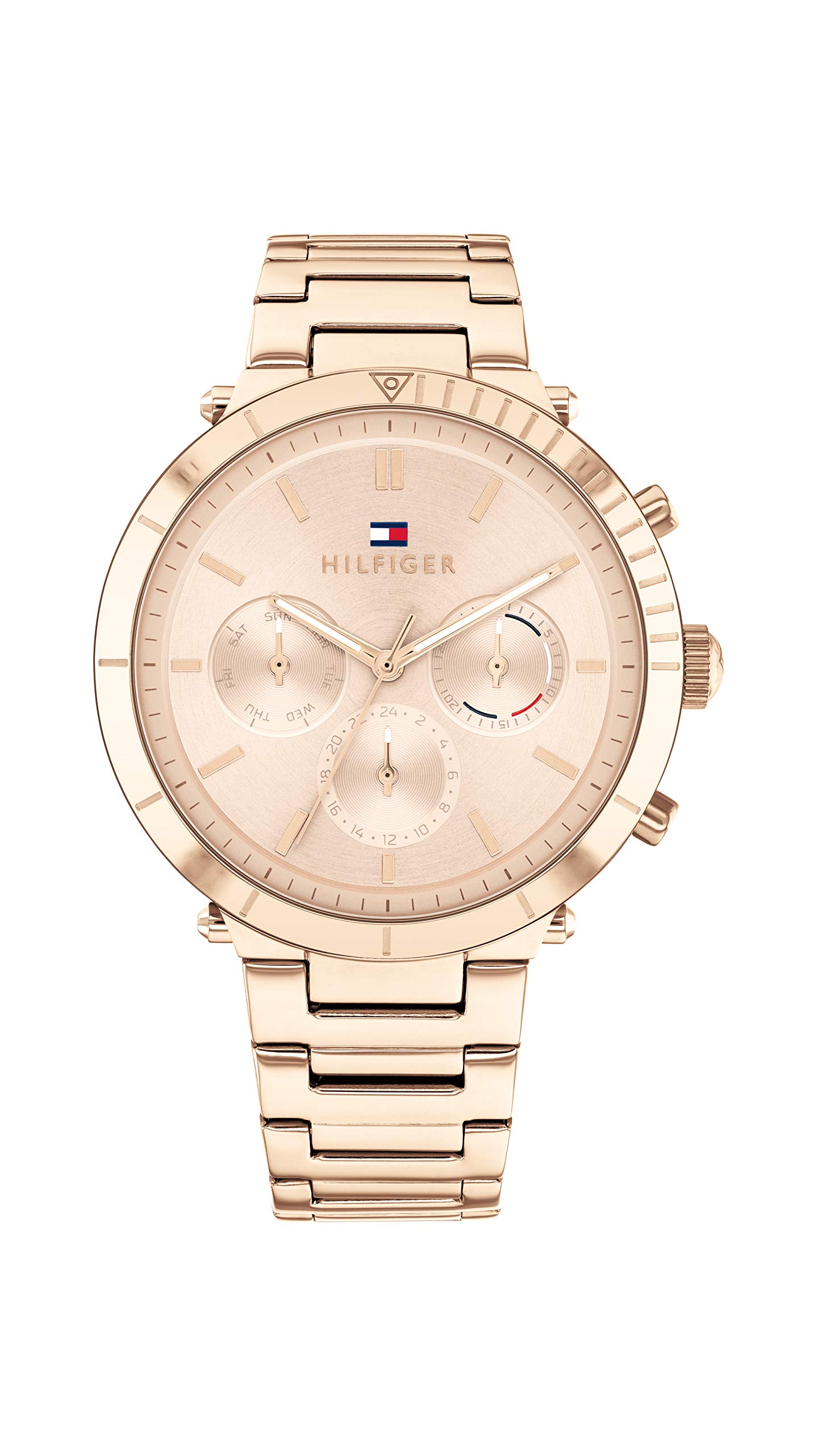 Tommy Hilfiger Analogue Multifunction Quartz Watch for Women with Carnation Gold Colored Stainless Steel Bracelet - 1782347