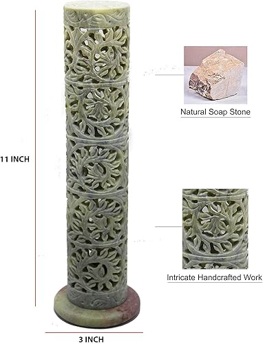 Miniatura 5 de Carry Me Soporte para palitos de incienso de esteatita de mármol, quemador de velas, soporte para velas de té, talla floral perfecta hecha a mano