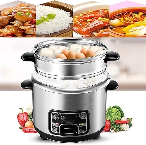 Miniatura 3 de Olla de arroz con cesta de vapor, ollas de arroz, (2-6 litros) portátil, olla interior de acero inoxidable, con vaporizador, funciones cálidas, para