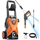 Pressure Washer Rock&Rocker 2150 PSI Electric Power Washer 1.6 GPM Portable Car Washer with Adjustable Spray Nozzle, Foam Cannon, IPX5 Car Washer Cleaner for Home/Car/Driveway/Patio Furniture