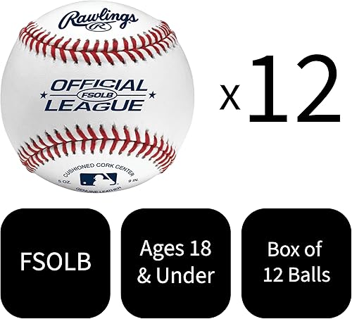 Miniatura 4 de Rawlings | Béisbol de la Liga Oficial FLAT SEAM | FSOLB | Juventud/14U | Práctica de uso recreativo | 12 unidades