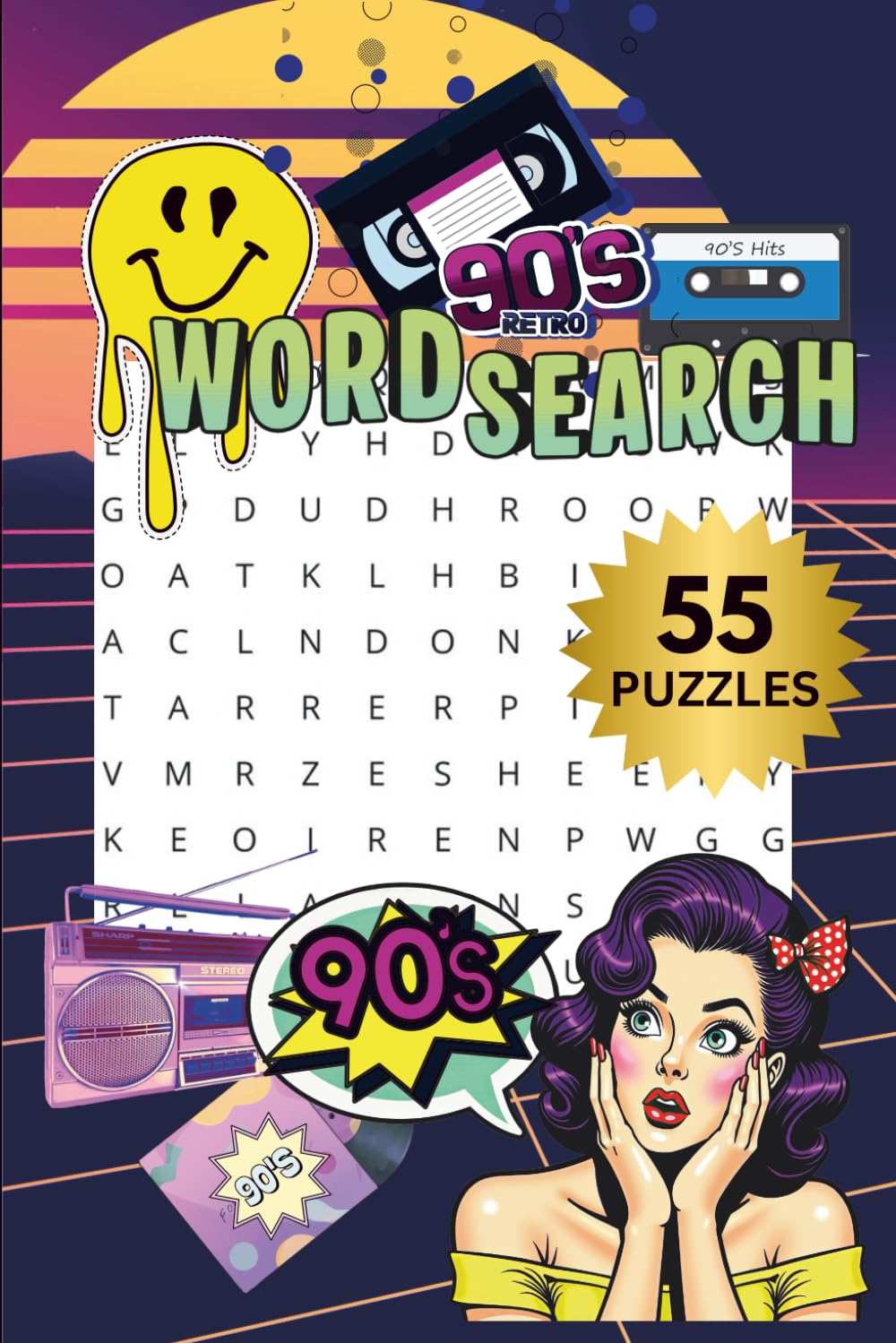 1990s WORD SEARCH PUZZLE BOOK|55 PUZZLES, 6x9"|BEAUTIFUL FRONT& BACK COVER- LARGE PRINT| NOSTALGIA| SOLUTIONS INCLUDED| 90's THEMED PUZZLE BOOK: ... KIDS & SENIORS (MINDFUL ESCAPE COLLECTION)