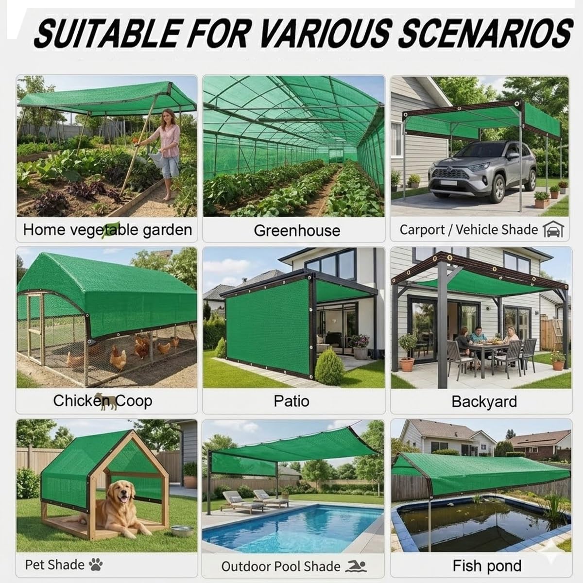 Filet D'Ombrage de Plantes, Filet Protection Solaire 90% UV Tissu D'Ombrage avec œillets, Vert Toile Ombrage Coupe-Vent for La Couverture VéGéTale/Jardin/Pergola/Patio Lawn/Pet House