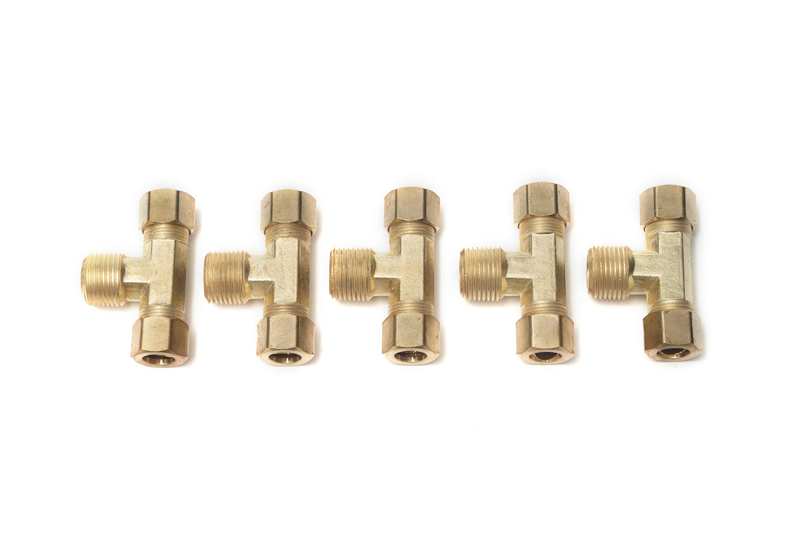 Té de branchement 3/8 po OD x 3/8 po NPT mâle en laiton, lot de 5