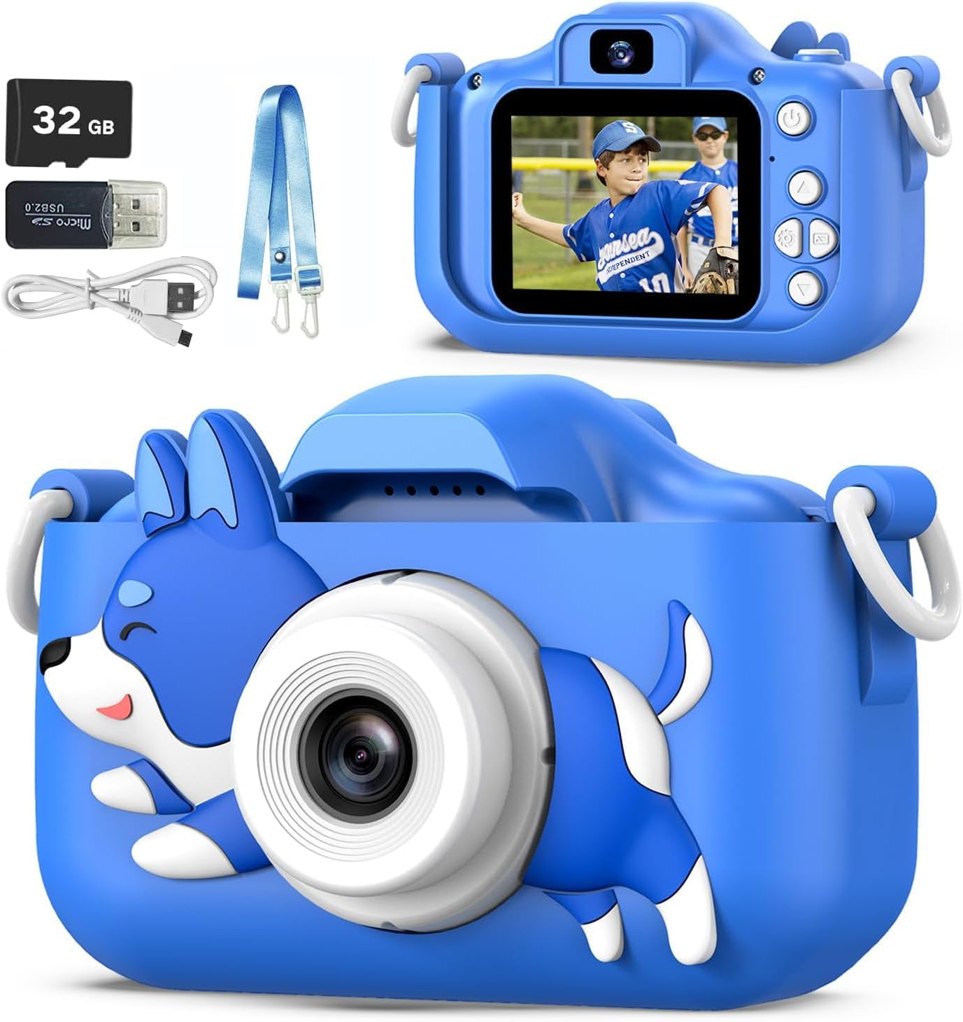 ZONEY Kids Camera Toys for boys Toddler Digital Camera for Ages 3-12 Boys Girls Childrens Christmas Birthday Gifts Selfie 1080P HD Video Camera for 3 4 5 6 7 8 9 Years Old Boys Girls Toys Gifts (Blue)