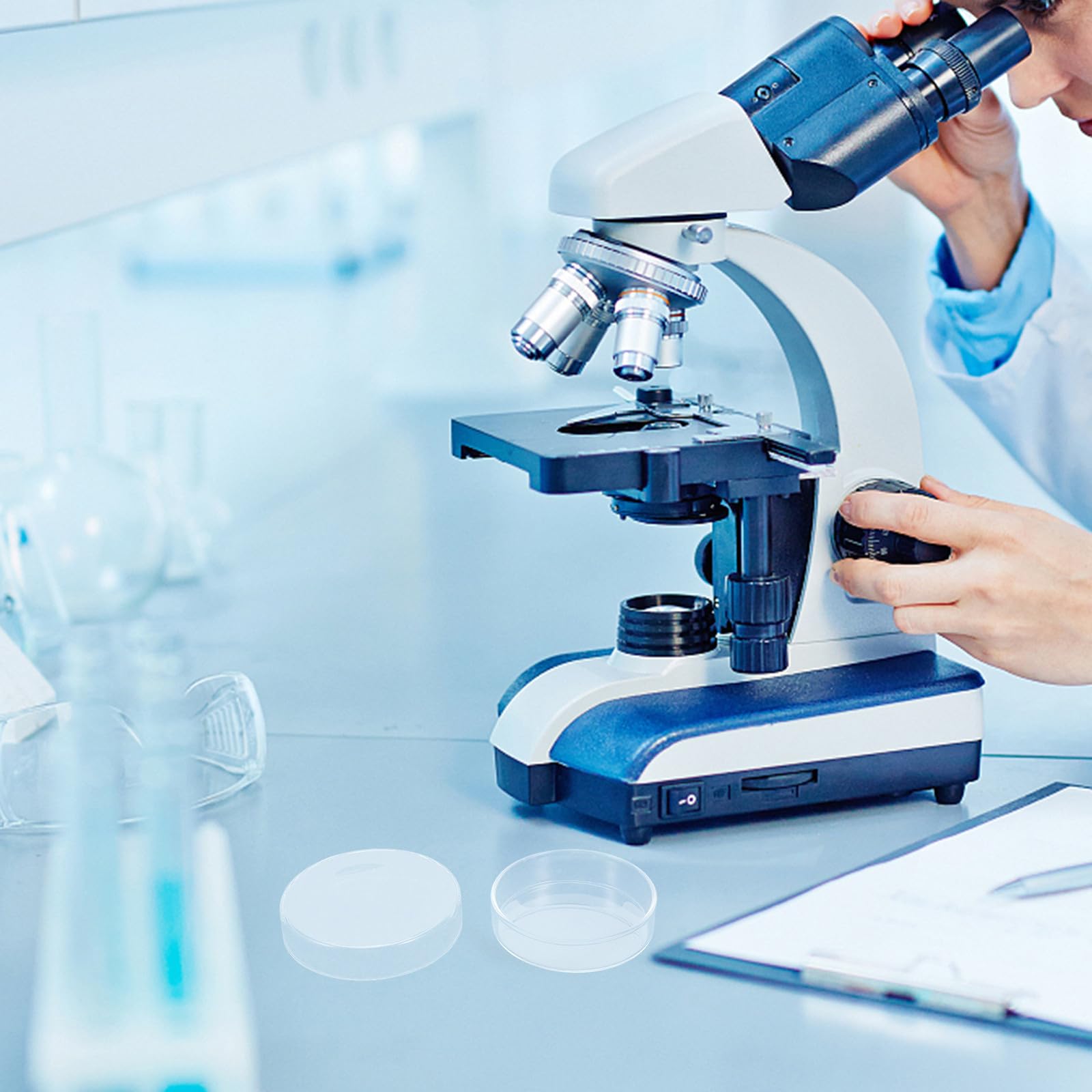 Lot de 5 Boîtes de Pétri en Verre Borosilicaté Haute Résistance, Design Fiable et Pratique, pour Expériences Scientifiques et Culture Cellulaire en Laboratoire