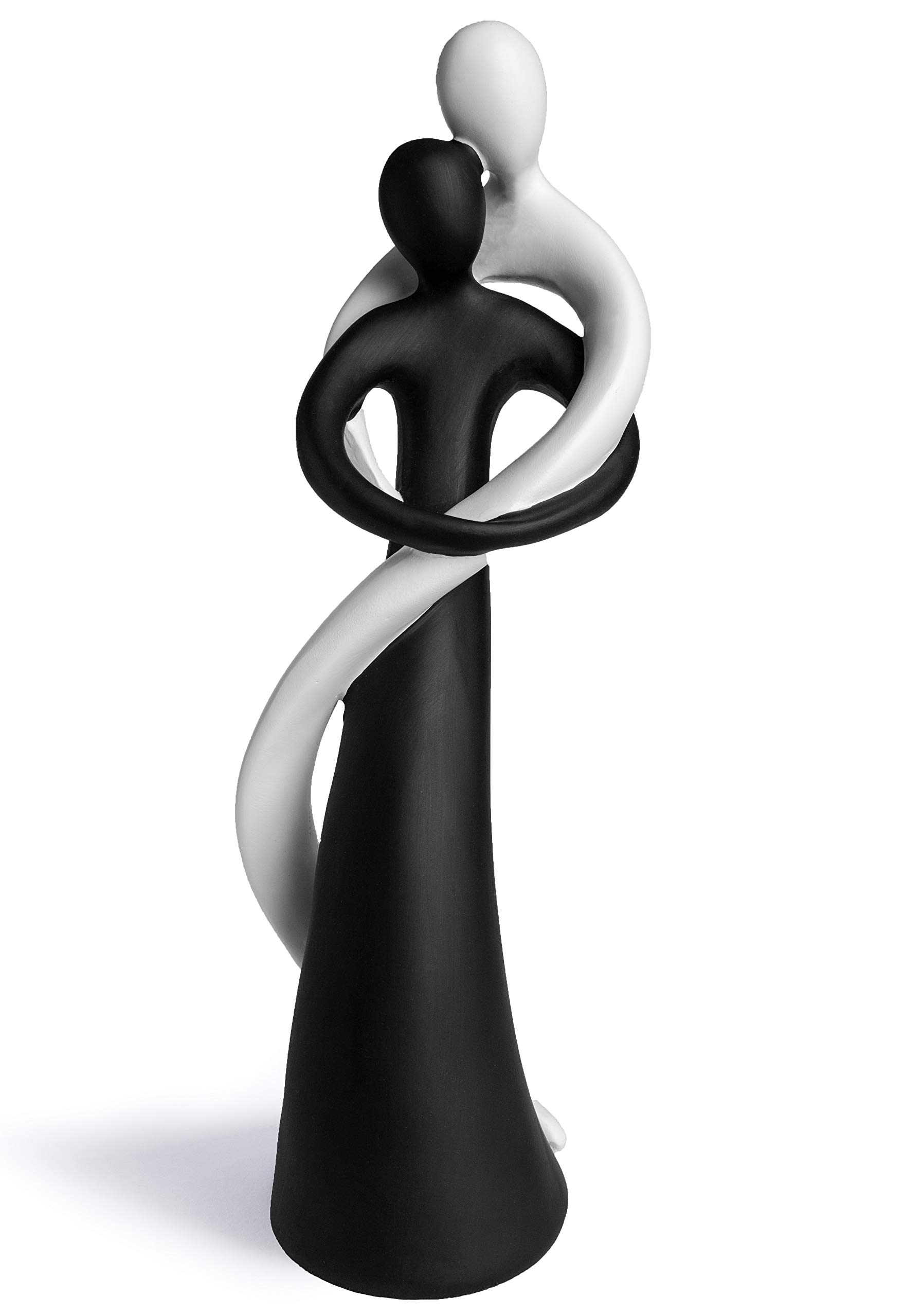 Harmonic couple in black & white - hand painted sculpture 27cm / 11” - elegant statue as a symbol of love & affection - decorative figure perfect as a gift