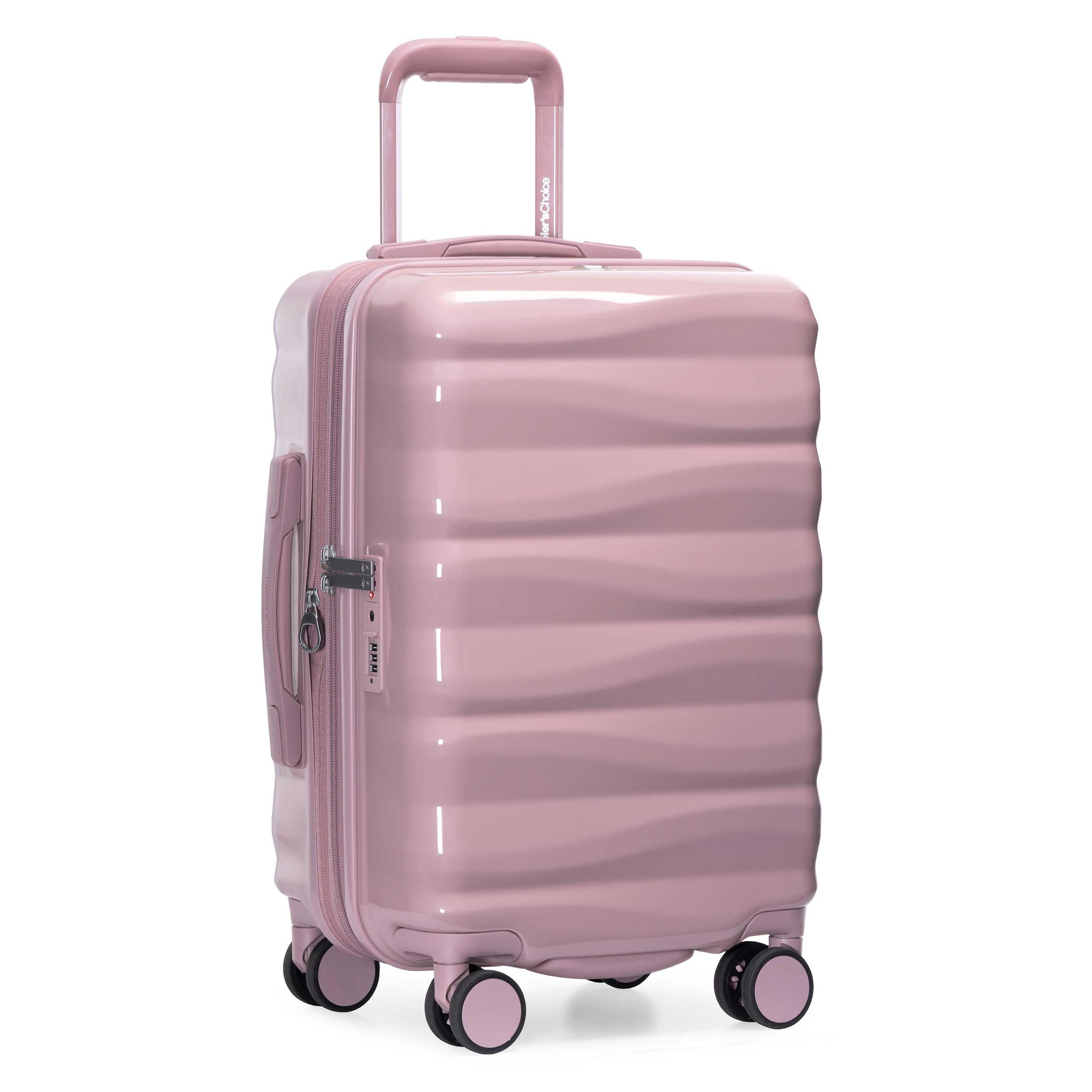 Travelers Choice Edinburgh II Hardside Spinner Luggage TSA Lock Pink 21 Carry-on