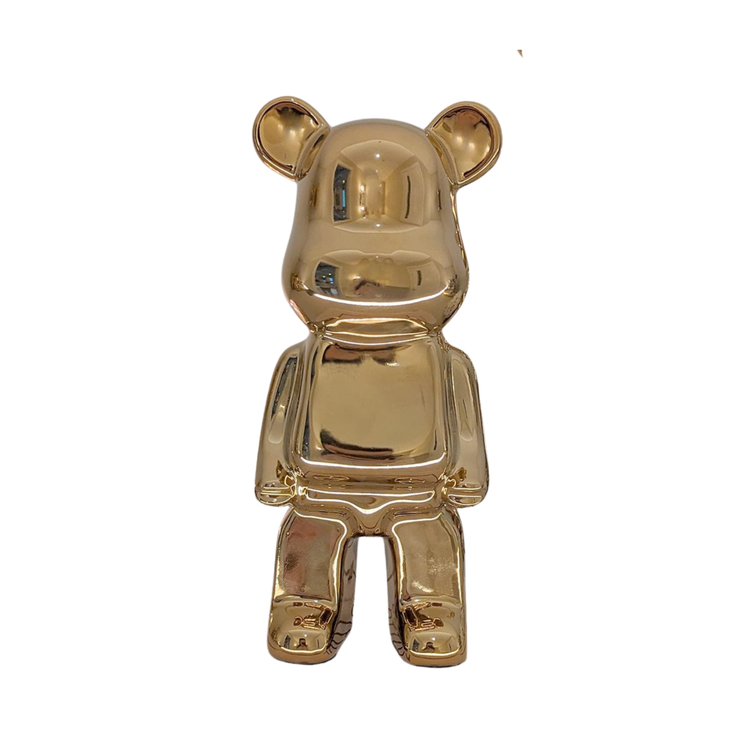 Rowen Homes Gold Pearlescent Mini Standing Bear Sculpture - 18Cm Decorative Money Box Ornament, Glossy Modern Art Figurine For Home Decor - Luxury Interiors (Gold)