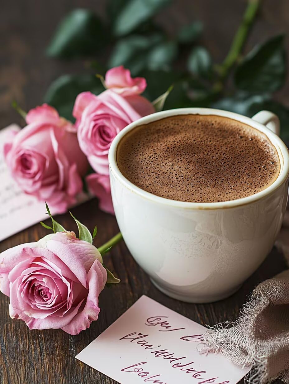 Kaffee mit Rose Malen Nach Zahlen Erwachsene Anfänger, 80x100cm c-525 | Malen nach Zahlen Erwachsene Leinwand Kit, DIY Handgemalt Ölgemälde Set mit 3-Pinseln und Acrylfarbe für Wanddeko,Ohne Rahmen