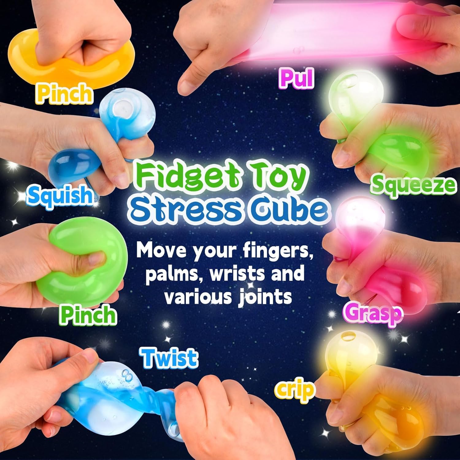 4 stuks handoefenballen, vingertherapie knijpballen, antistressbal voor