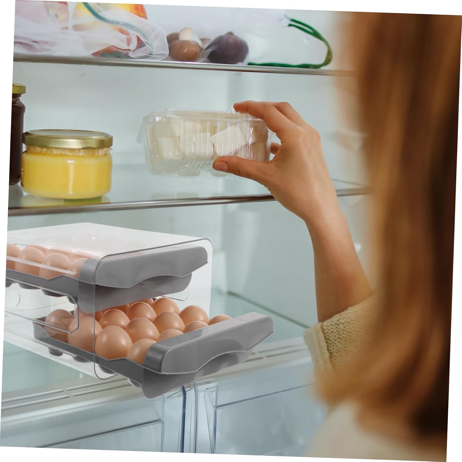 Alipis Double Layer Transparent Egg Storage Box with Lid Egg Holder for Refrigerator and Kitchen Countertop Organization and Rack for Efficient Storage