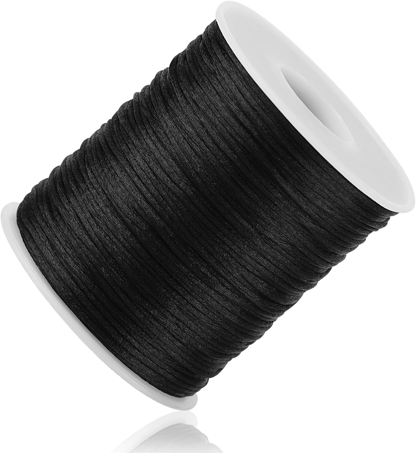Black Nylon String Cord - 1MM 100 Yards Black Twine, Bracelet String for Bracelet Making, Braided Ornament Lanyard Thread, Jewelry Thread Clay Bead Cords for Crafts, Macrame Satin