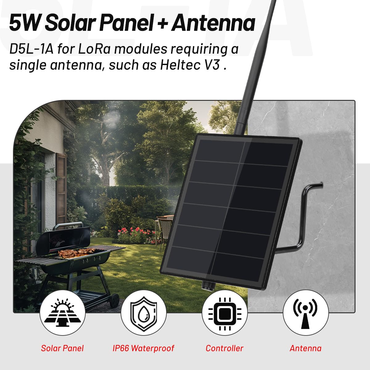Zestaw paneli słonecznych D5-1A 5 W z kontrolerem baterii do Heltec V3 ESP32 LoRa moduł do DIY Meshtastic Meshcore LoRa Node Kits 868MHz
