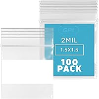 Vista 27 de GPI - Mini bolsas con cremallera de 1 x 1 pulgada, paquete de 100 bolsas de plástico transparente con cierre con cremallera con bloque blanco