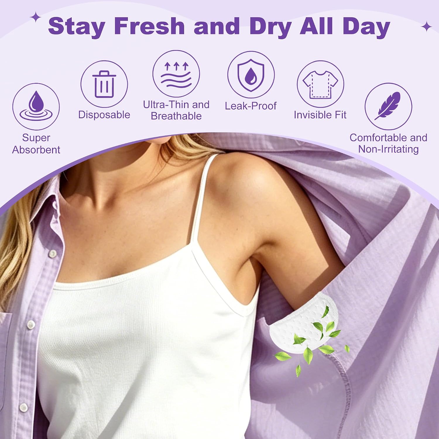 200 Pcs Underarm Sweat Pads, Anglecai Armpit Sweat Pads Disposable Armpit Patches Under Arms Dress Guards for Women and Men Non Sweat Armpit Protection