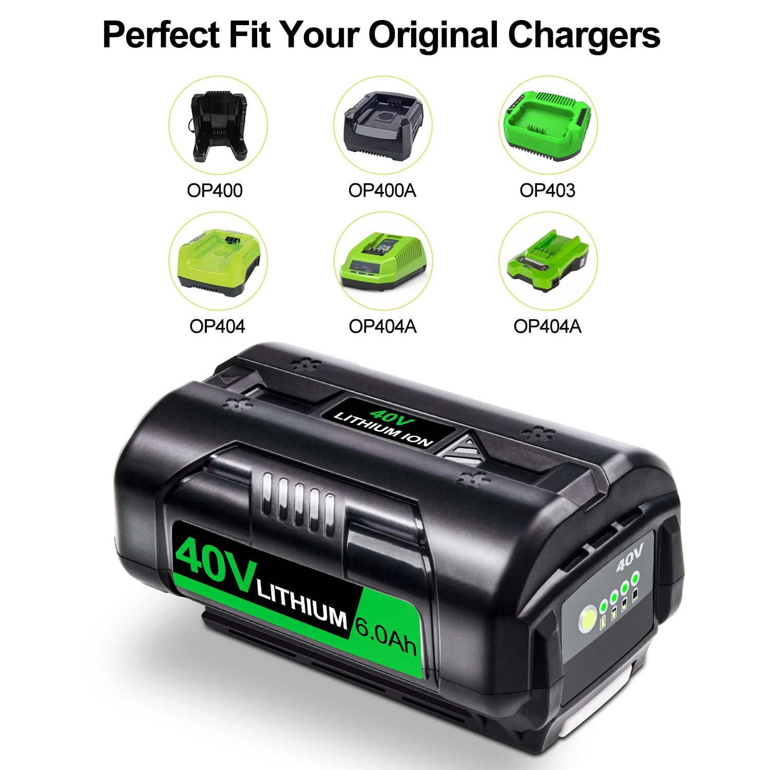 For Ryobi 40V 6Ah/9.6Ah Lithium-Ion Battery – Fits OP40261, OP4026, OP4015