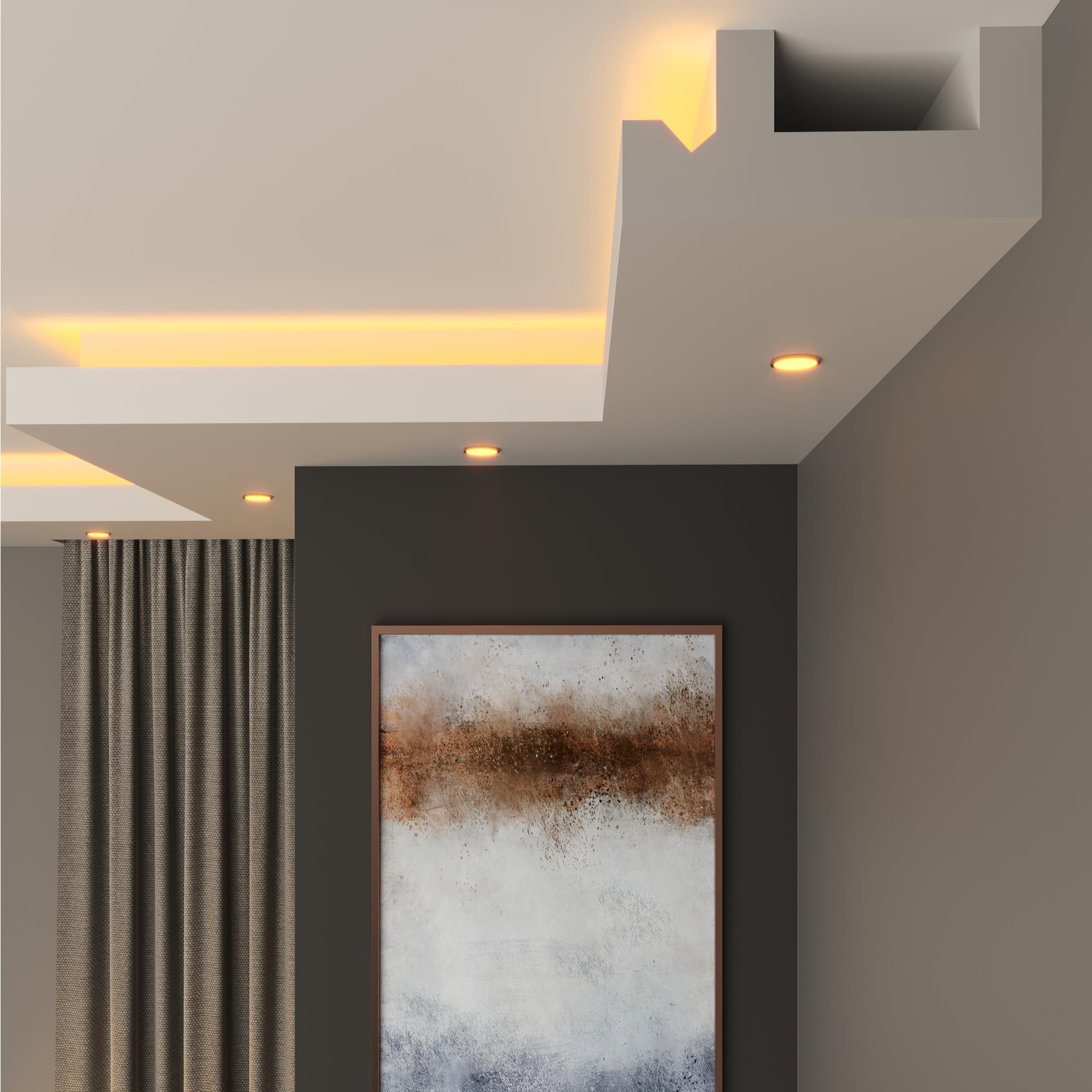 FAST DECOR Premium XPS LED Coving for Ceilings, Lightweight Decorative Cornice Moulding Trim, Paintable Finish, Easy DIY Installation, Cornice Coving, Ceiling Coving (CLS06, InternalCorner 20cm)