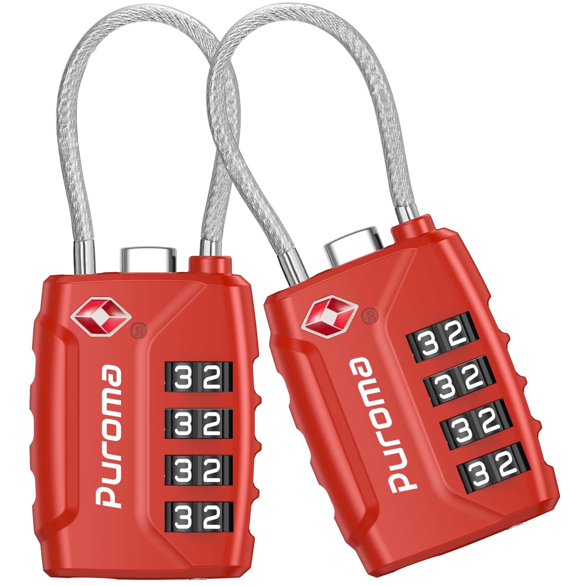 Puroma 2 Pack TSA Approved Luggage Lock, 4 Digit Combination Travel Locks Resettable Code Lock with Zinc Alloy Body for Suitcase, Toolbox, Backpack,
