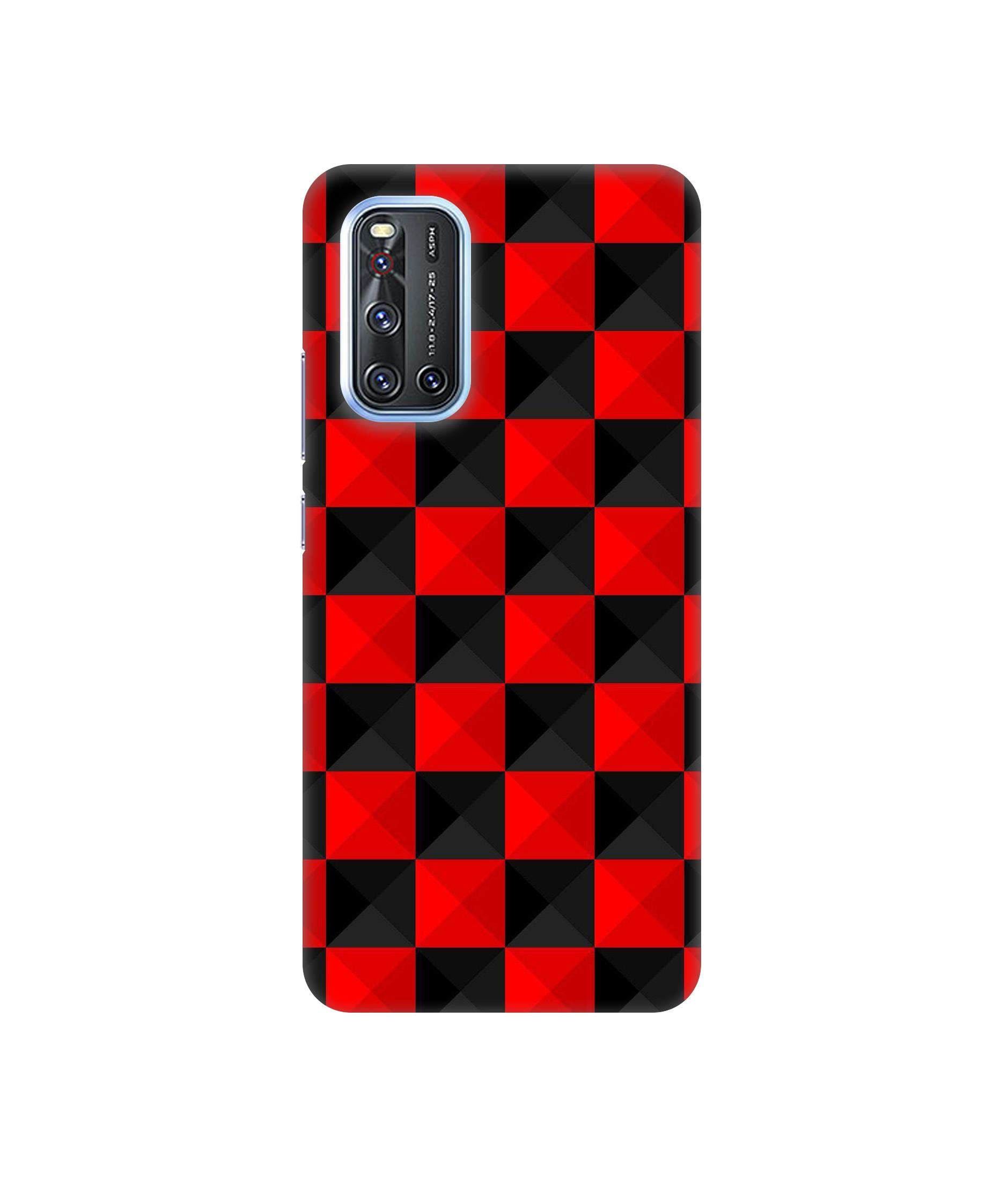 Casotec Red N Black Cubes Design 3D Printed Hard Back Case Cover for Vivo V19