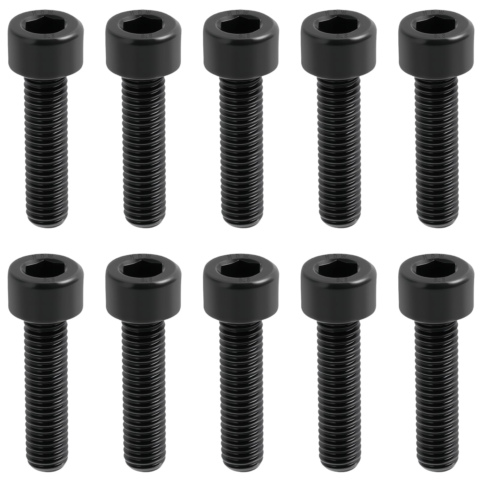 Set de 10 Tornillos M5x20mm para Bicicleta, Arandelas, Pernos Alta Resistencia Freno Disco, Vástago, Negro