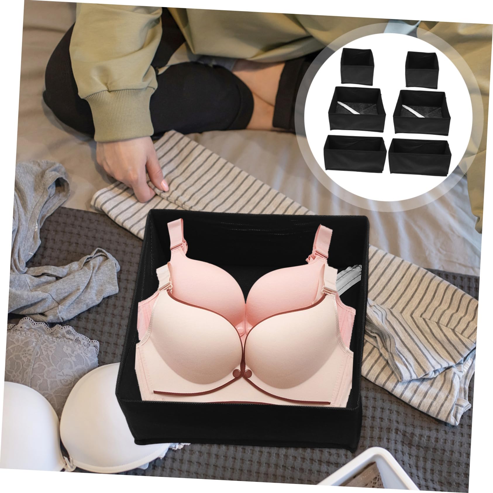 6 Stück Teiliges Set Faltbare Aufbewahrungsboxen aus Vliesstoff Atmungsaktive Organizer für Unterwäsche und Socken Robust und Platzsparend für Kleiderschrank Reise und Zuhause