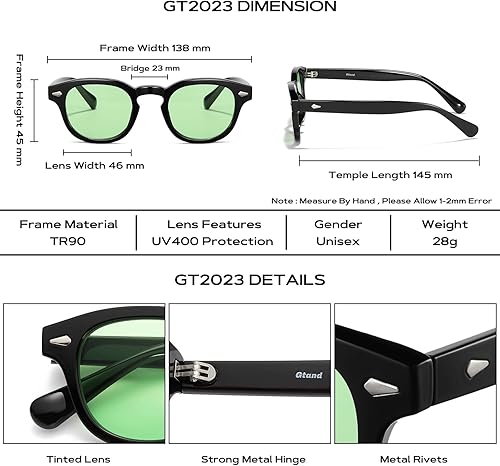 Miniatura 5 de Gtand Gafas de sol unisex vintage retro estilo redondo tintado para hombres mujeres moda círculo gafas de sol 1.811 in