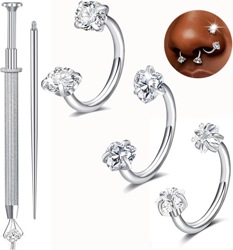 QWALIT Kit para Piercing com Ferramenta Taper e Argolas Horseshoe 20g, 5 Unidades