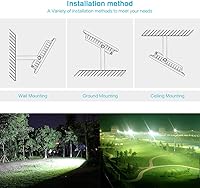 Vista 6 de Luz de inundación LED de 300 W, 36000 lm súper brillante, equivalente a 1600 W, IP66 impermeable con enchufe, reflector blanco de luz diurna de 6000