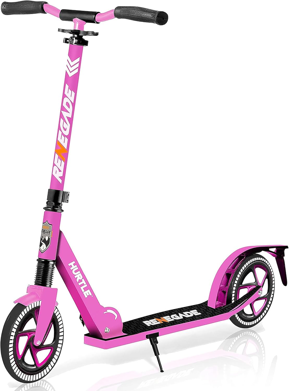 Hurtle Renegade Kick Scooter for Kids, Teenagers & Adults - 2-Wheel Folding Scooter with Adjustable T-Bar Handlebar - Alloy Anti-Slip Deck product image