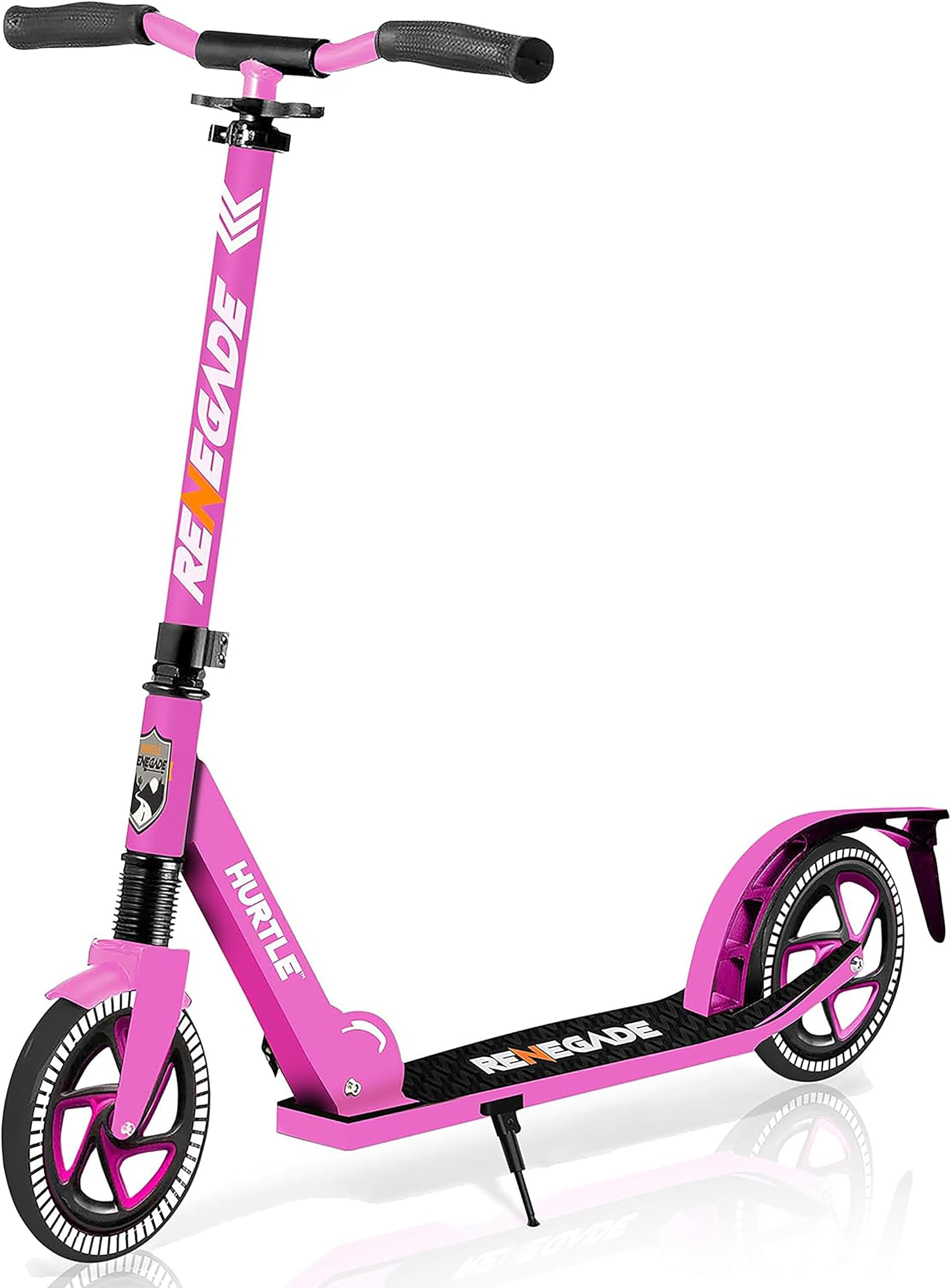 Renegade Kick Scooter for Kids, Teenagers & Adults - 2-Wheel Folding Scooter with Adjustable T-Bar Handlebar - Alloy Anti-Slip Deck