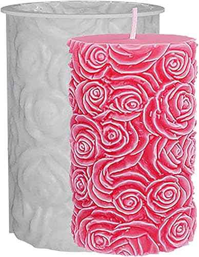 Molde de vela cilíndrica de pétalos de flores, moldes de silicona de fundición de resina para decoración del hogar y fabricación de velas, molde en