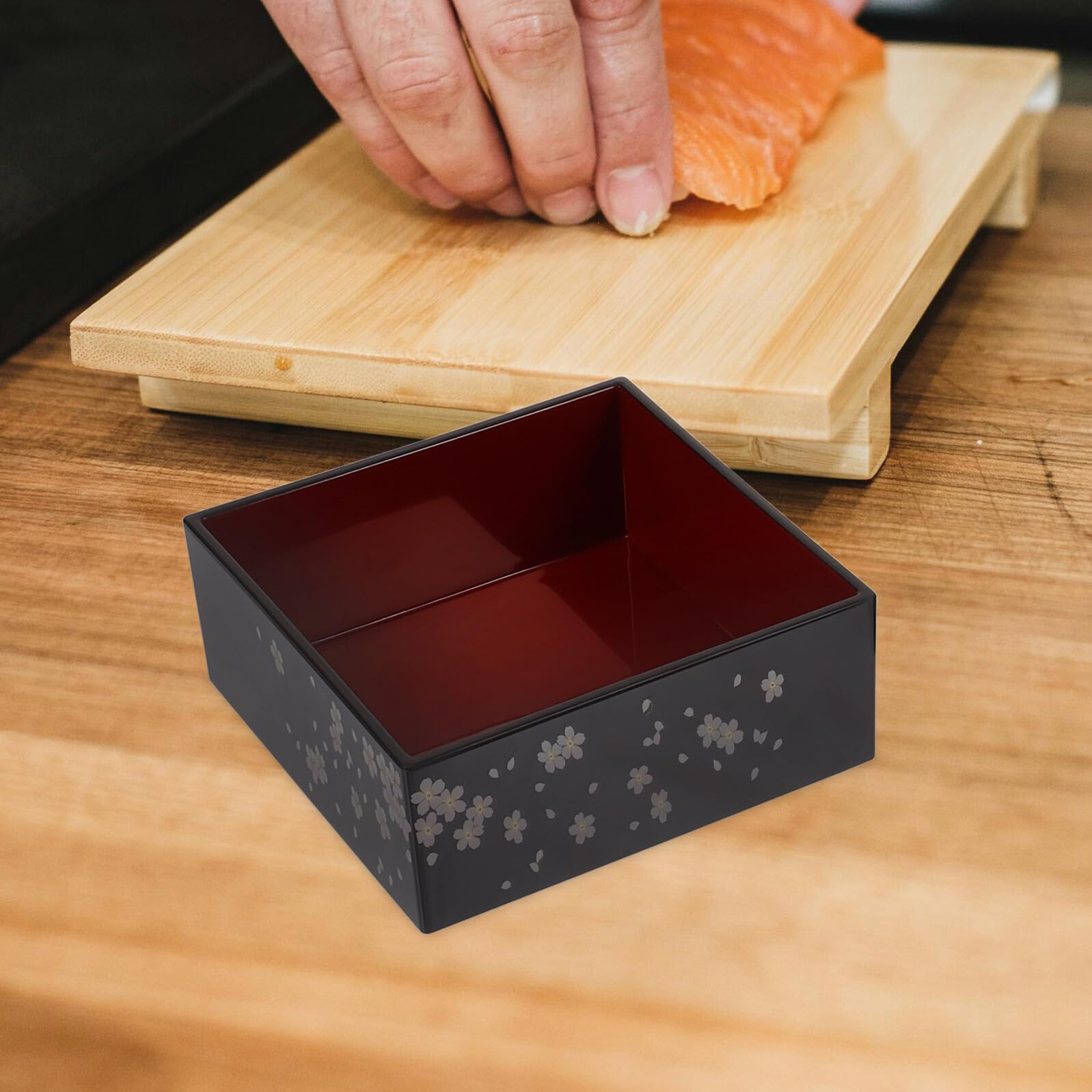 Scatola per Sushi Giapponese Motivo Monte Fuji Nero in Plastica, 3 Strati Multifunzionale per Conservare Sushi e Dolci, per Riunioni di Famiglia
