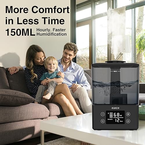 Miniatura 5 de Humidificadores de aire para dormitorio y bebé, hogar y plantas  KUICH Humidificadores de niebla fría de 2.4 L para guardería, humidificador de aire