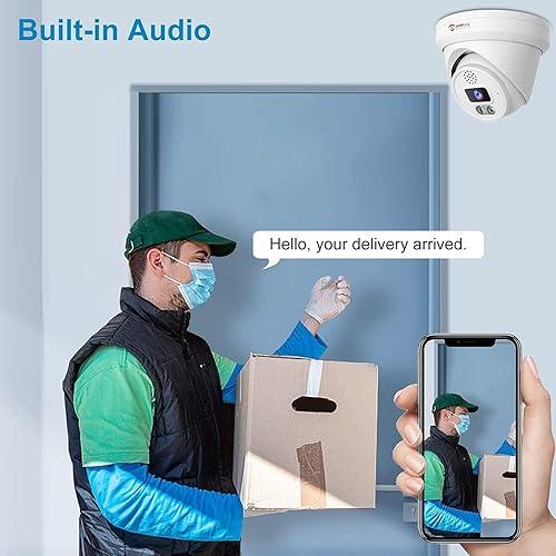 Miniatura 5 de Anpviz Cámara PoE IP 4K, cámara de seguridad PoE para exteriores con micrófono y altavoz incorporados, detección de vehículos humanos, visión