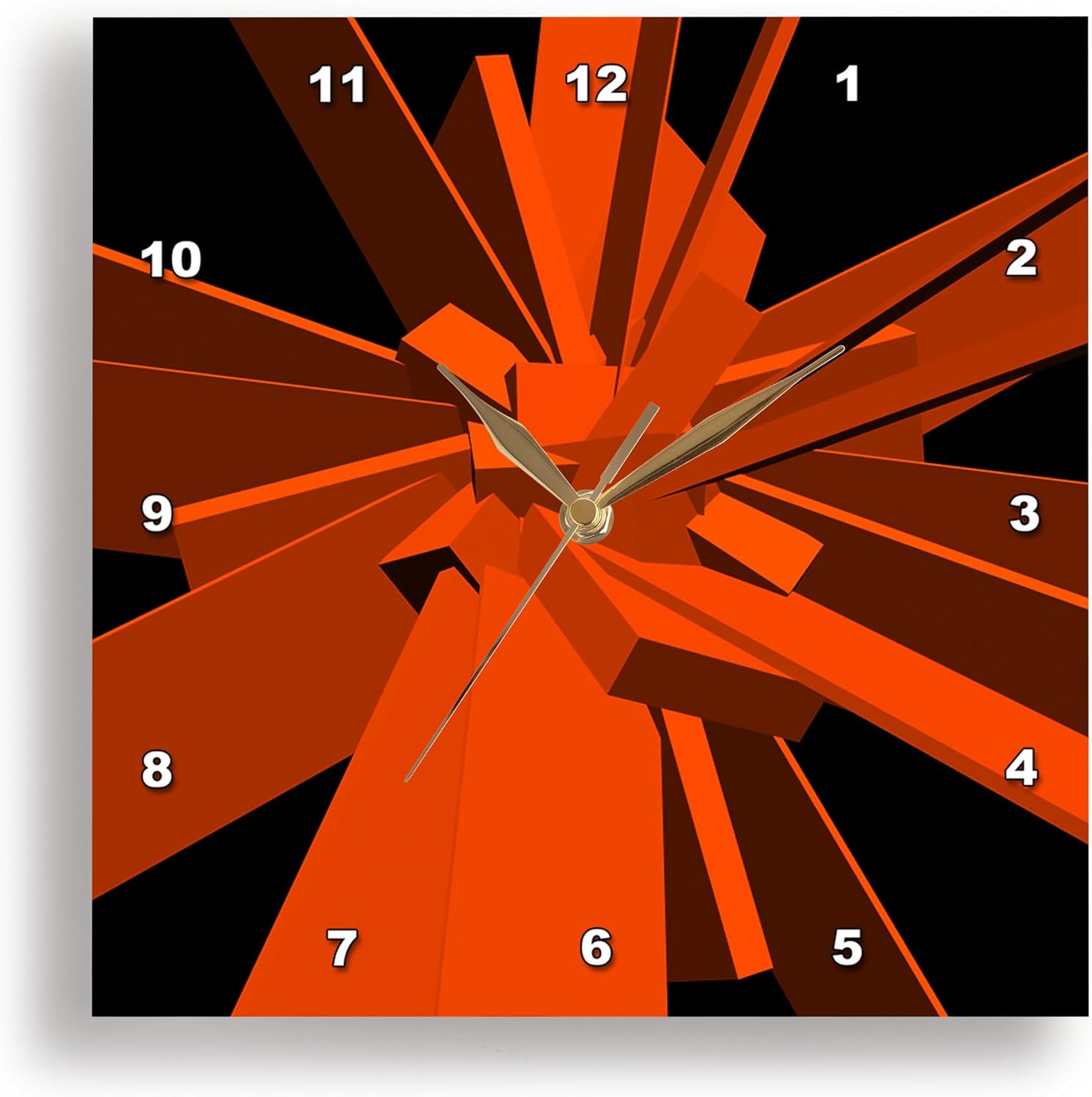 3D Rose DPP_18421_2 3dRose Orange Boxes Orange Cubes Stretched Into Rectangles Randomly Arranged - Wall Clock, 13 by 13"