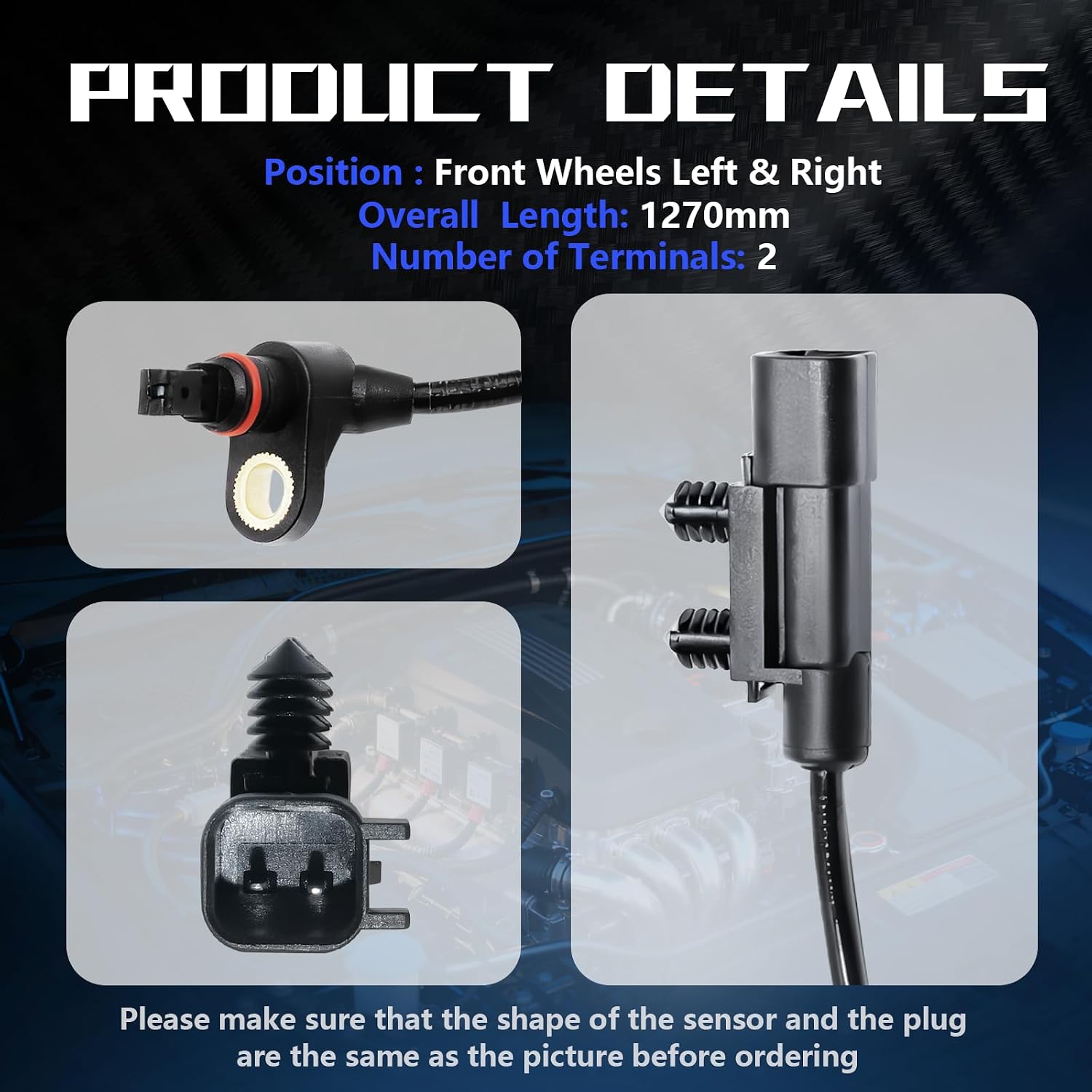 ABS Wheel Speed Sensor Front Rear Compatible with Jeep Wrangler 3.6L 3.8L V6 2007-2016 68003281AC 52125003AA 4PCS
