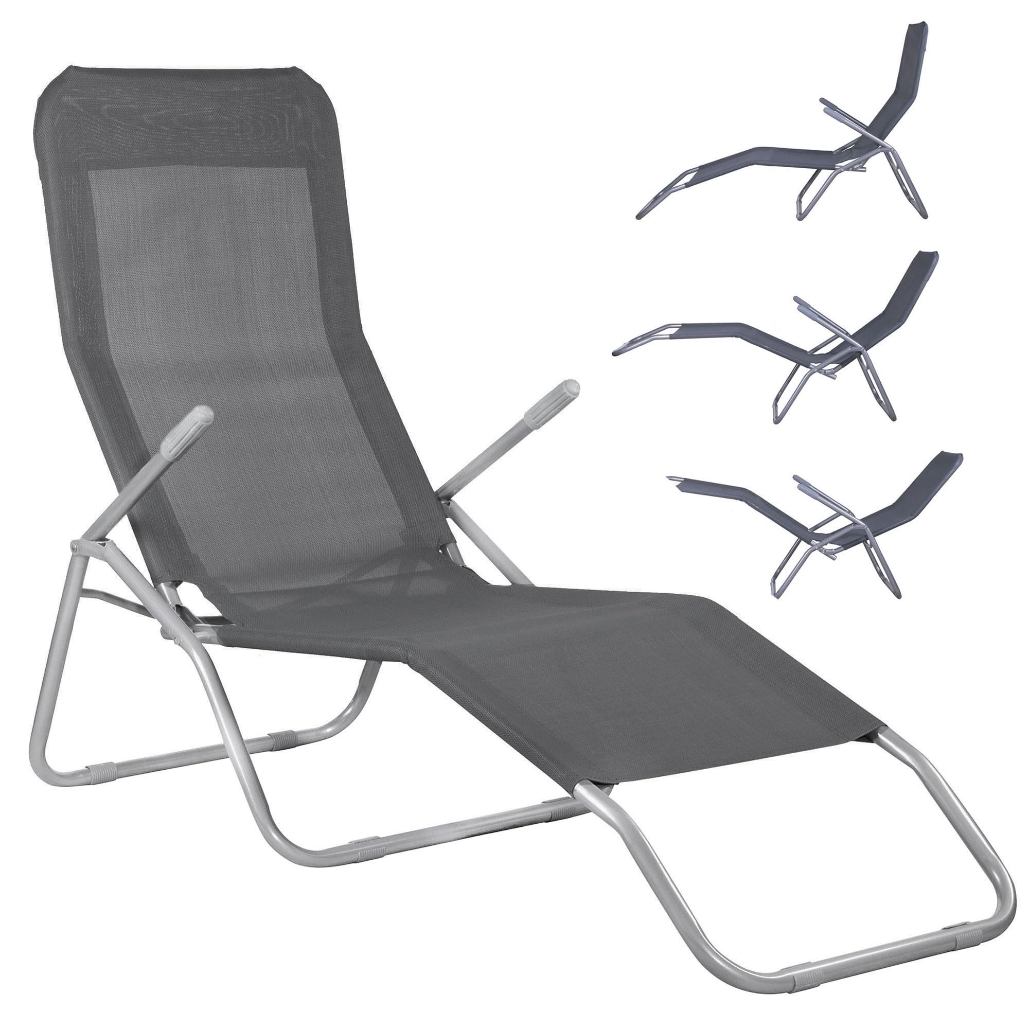 SPRINGOS Chaise Longue basculante Chaise Longue de Jardin 3 Positions en métal avec accoudoirs et Tissu Textile Fauteuil inclinable d'été